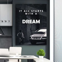 decoration for home poster black and white it all starts with a dream canvas painting room wall decor art prints