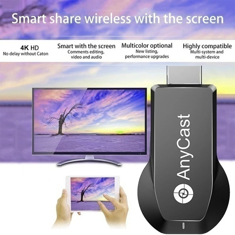 Amkle Anycast M100 2020 WiFi Display Dongle 2.4G 5G HDMI 4K Ultra HD VS M4 Plus Tv Stick for iOS Android Smart Phone Tablet | Электроника