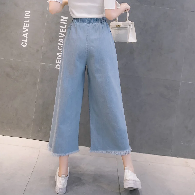 Женские свободные джинсы Harajuku повседневные широкие брюки до щиколотки со