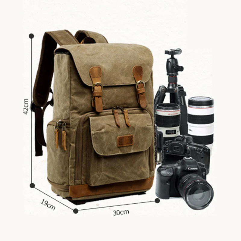 retro batik waterproof canvas large capacity camera video backpack travel casual mens dslr photography shoulders bag tripod case free global shipping