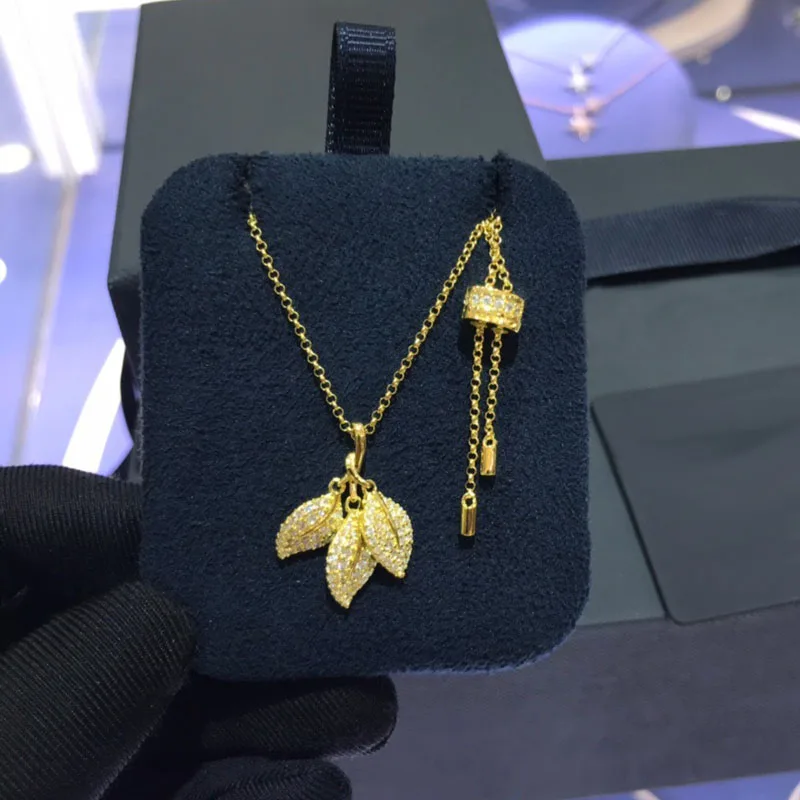 

UMGODLY фирменный Медный кулон в форме листьев золотого цвета, регулируемое ожерелье из ракушек, циркониевое женское модное ювелирное изделие,...