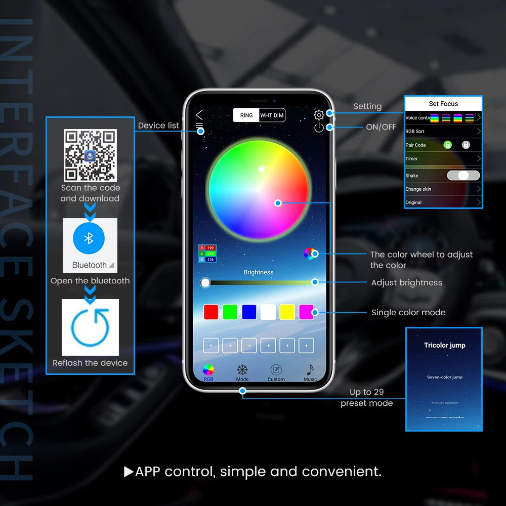 1 компл. Демонический глаз светодиодная RGB APP сглаза дьявола автомобиля мотоцикла