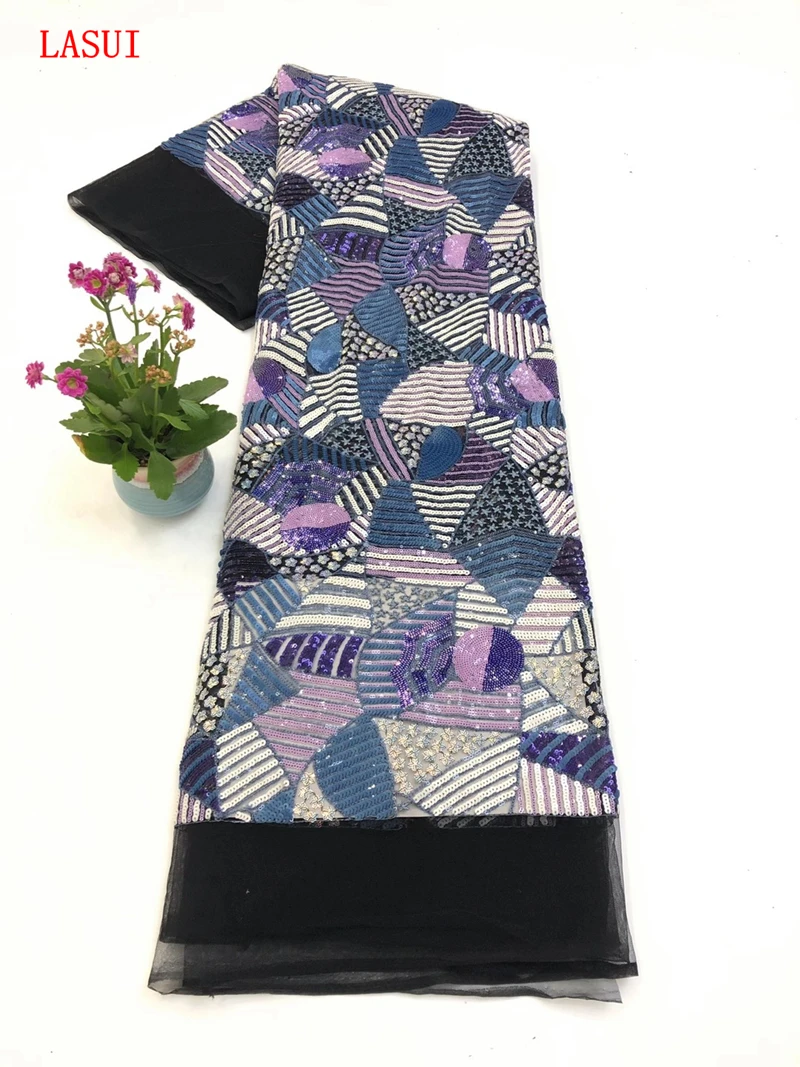 1 ярд ярких творческих блесток вышивка кружевная ткань для платьев костюмов