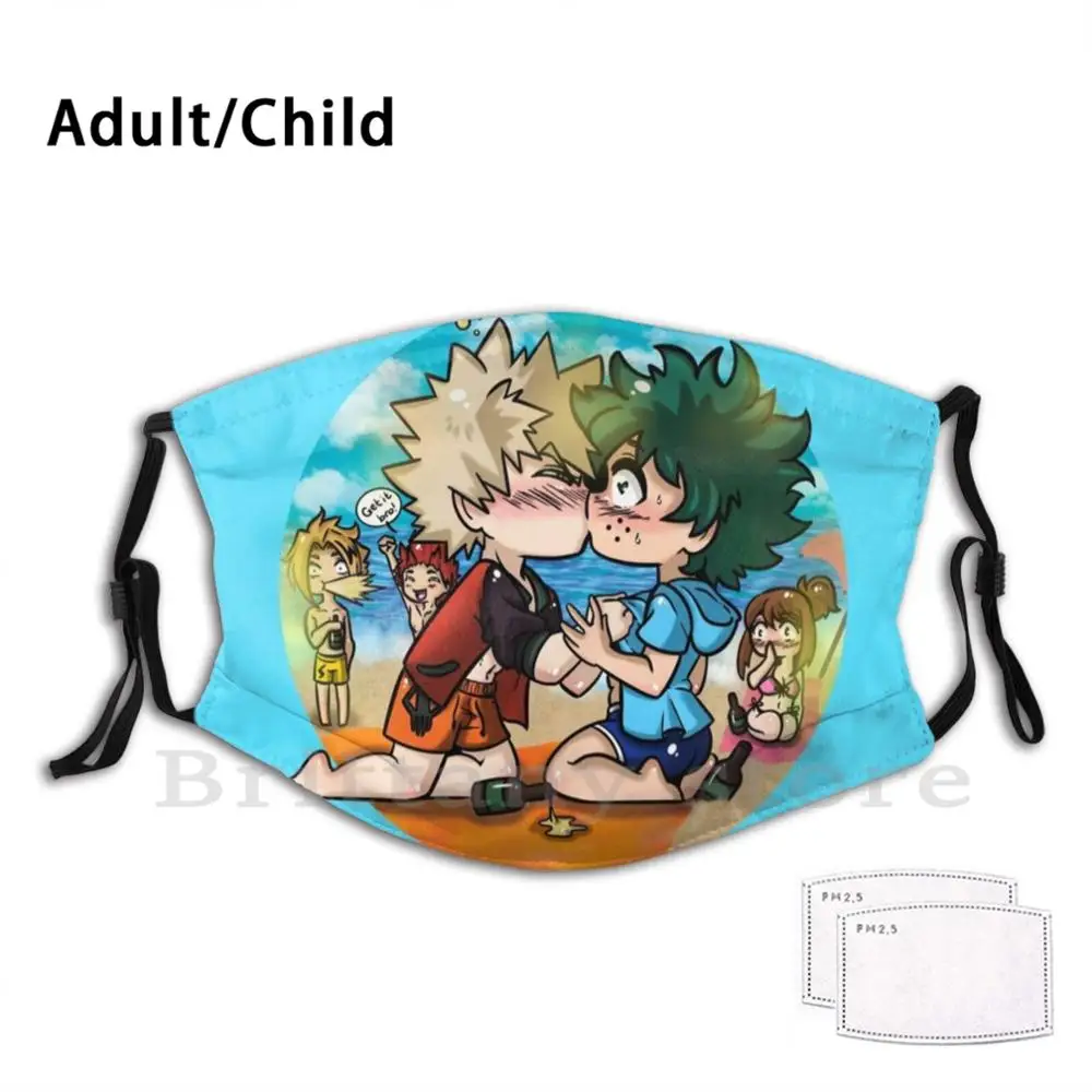

Маска Bakugou и Deku, моющаяся маска с фильтром Mha Pm2.5 для взрослых и детей