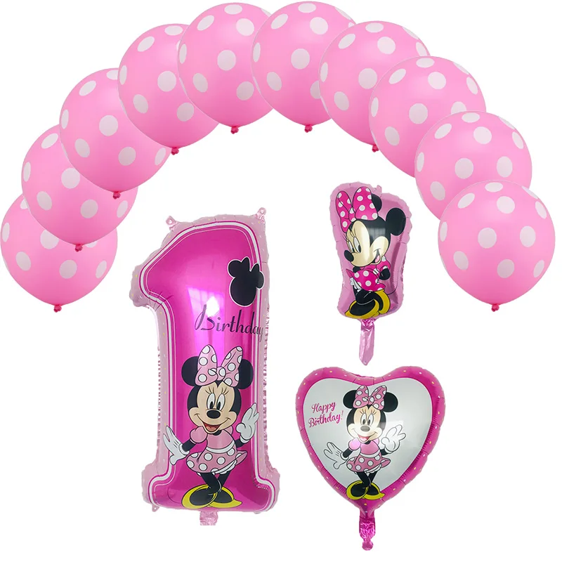 pink-5pcs 13 шт. Микки Мышь тема вечерние Микки и Минни Маус серии комплект шаров globos День Святого Валентина день детей день рождения вечерние украшения Дети воздушные шары - Цвет: pink-5pcs