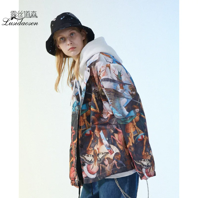 Опаляющая напечатанная картина маслом куртка для мужчин | Мужская одежда