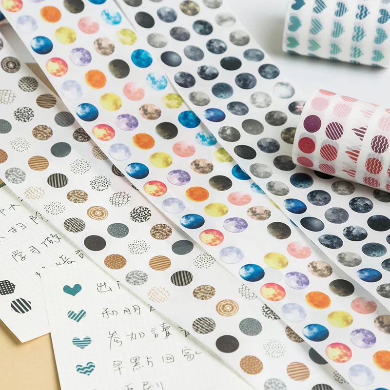 

Morandi Dots Masking Washi Tape Round Colorful Moon Decorative Adhesive Tapes Decora Scrapbooking Sticker Label Stationery