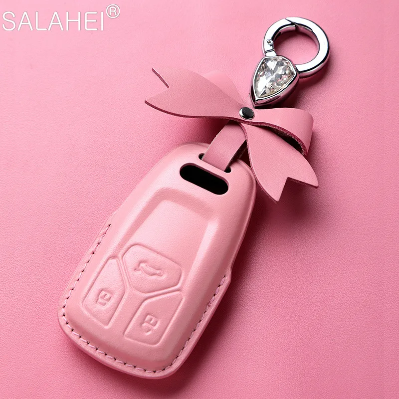 

Leather Protector Car Key Case Cover Skin Shell For AUDI A4 A4L A5 Q5 Q7 TT 2016 2017 Key Fob 2016 2017 2018 Styling Accessories