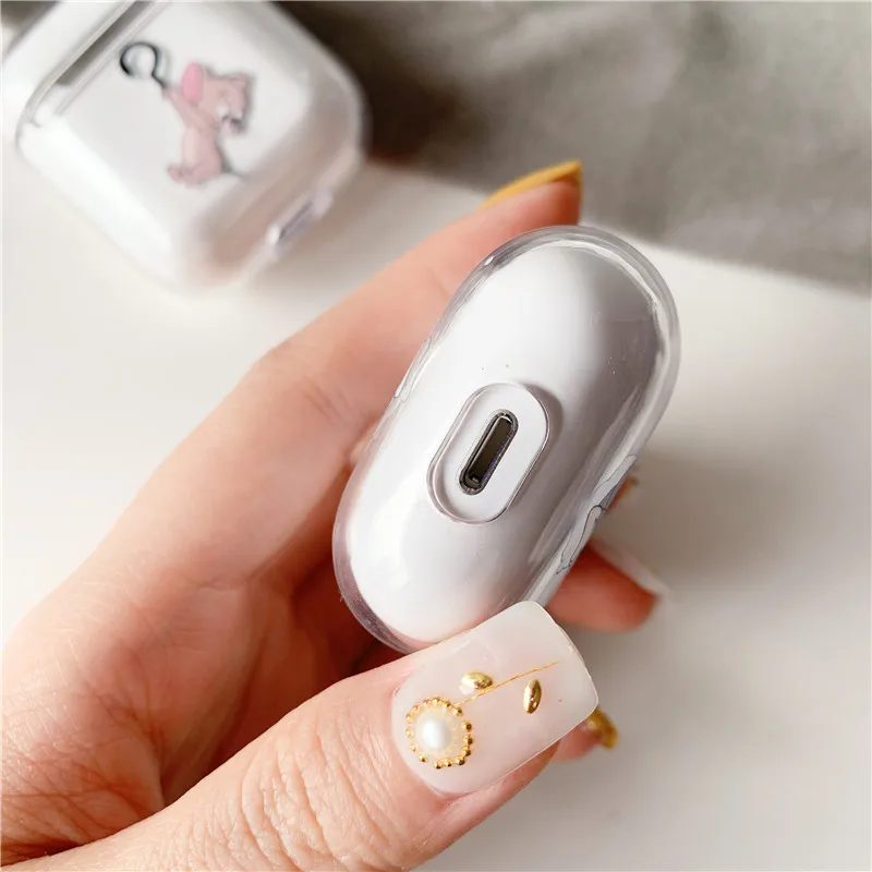 Милые, прозрачные чехлы для AirPods с забавным рисунком, беспроводные наушники, аксессуары для Apple Airpods, Жесткий Чехол для зарядки, сумки