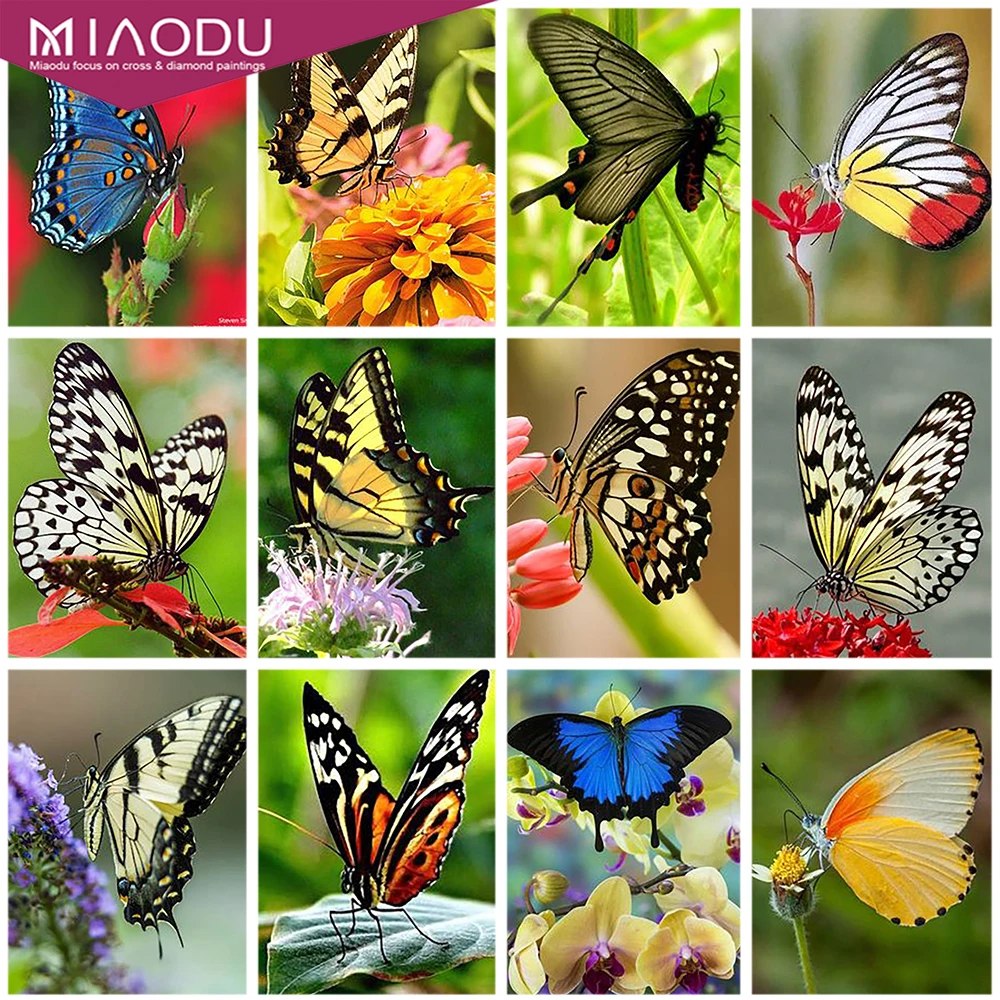 

Miaodu Cartoon Butterfly Flower Diamond Painting Round Diamond Mosaic Embroidery Children's Room Decor Handwork