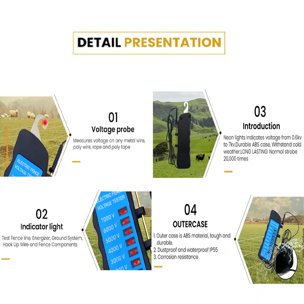 5 шт.-новый продукт ABS пластик восемь-свет для электрического frence продажи 7000 вольт