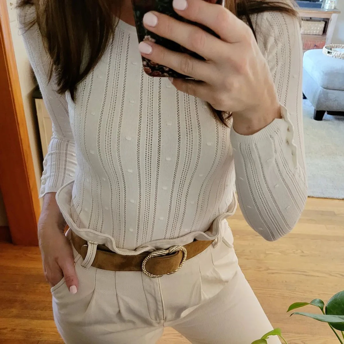 

Fancy Knit Sweater Women Round Neck Ribbed Elegant Jumper 2021 Autumn Winter Fashion Office Lady Maille Pull Pullovers