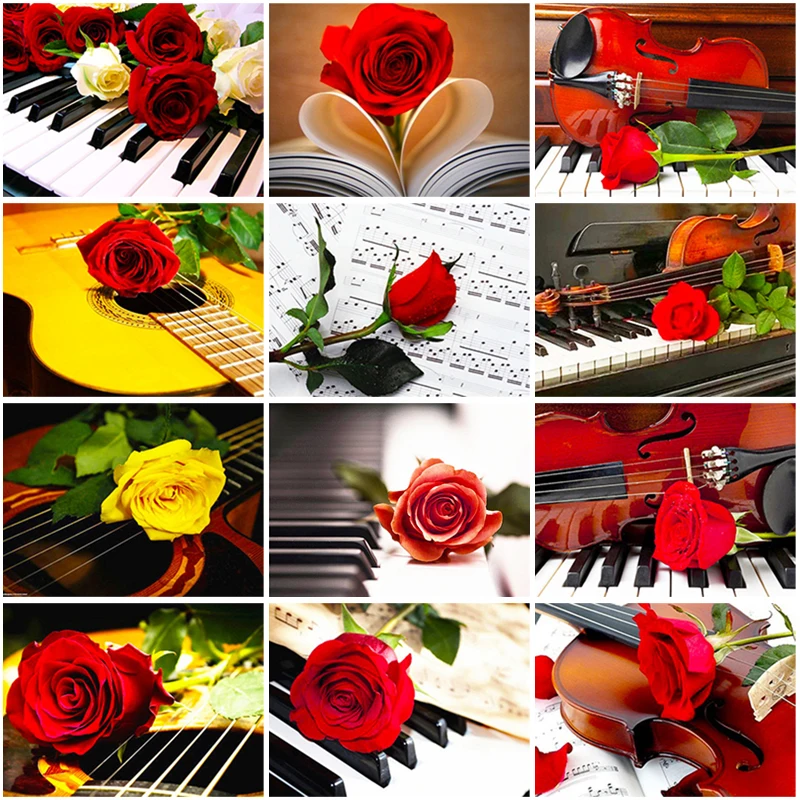 

5D Diamond Painting Rose Cross Stitch DIY Diamond Mosaic Flowers Full Square Resin Rhinestone Diamond Embroidery Home Decoration