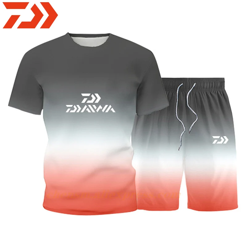 

Daiwa 2021 Fishing Suits Summer Sportswear Breathable Soft Fashion Durable 2 Piece Fishing T Shirt Outdoor Cycling Sport Sets