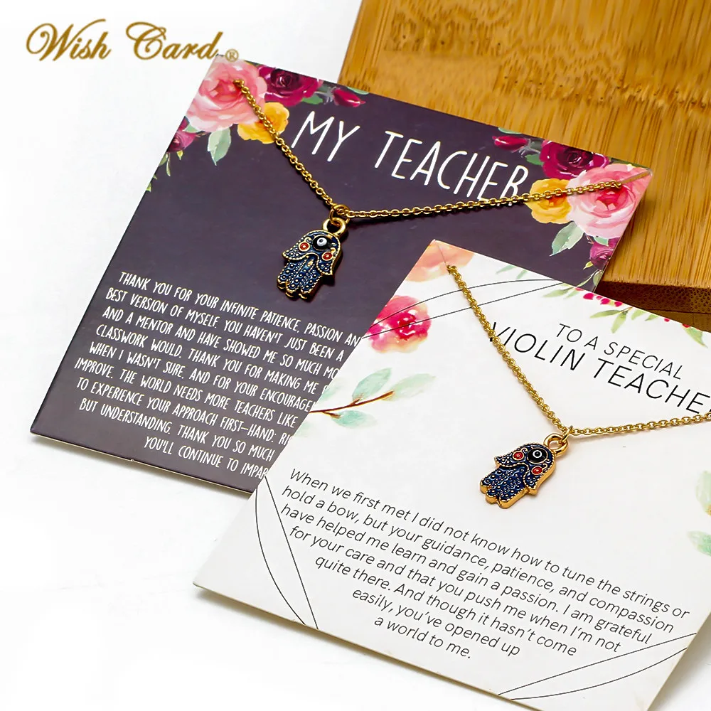 Wish Card Lucky Hamsa ручной кулон от сглаза ожерелье для женщин модный подарок карты