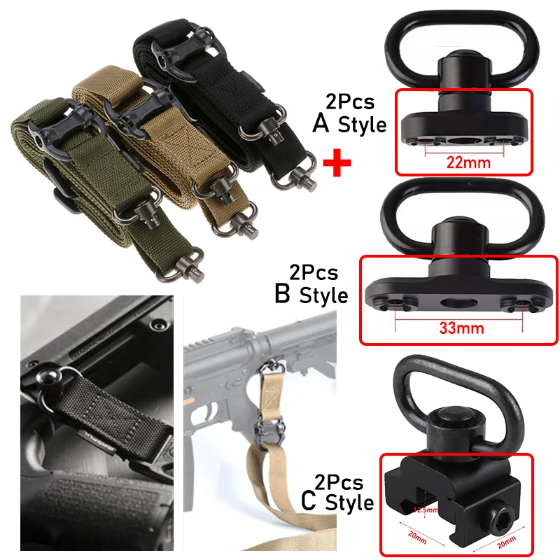 

Регулируемый двухточечный ремень для тактического ружья, стропа для оружия, быстрое отсоединение QD Поворотный заглушка для наружного нейл...