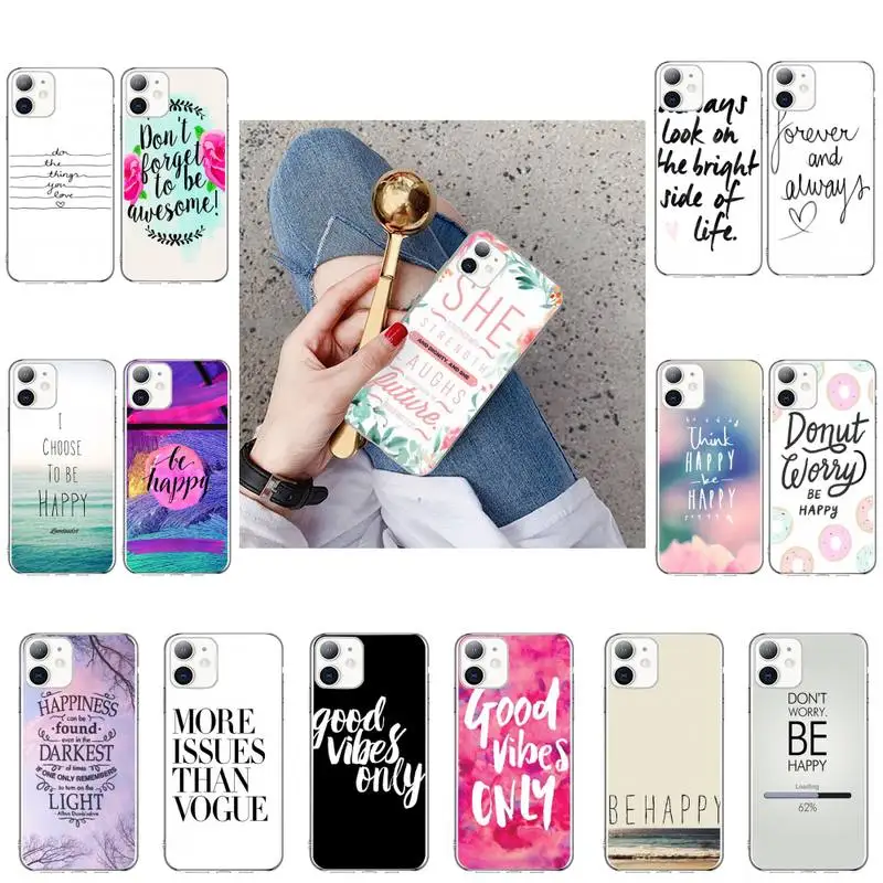 

Proverb Phrase Motto Good Vibes Only Love Phone Case For iPhone 12 11Pro XS MAX XR 7 8 6 Plus 5 5S SE 12 mini SE2