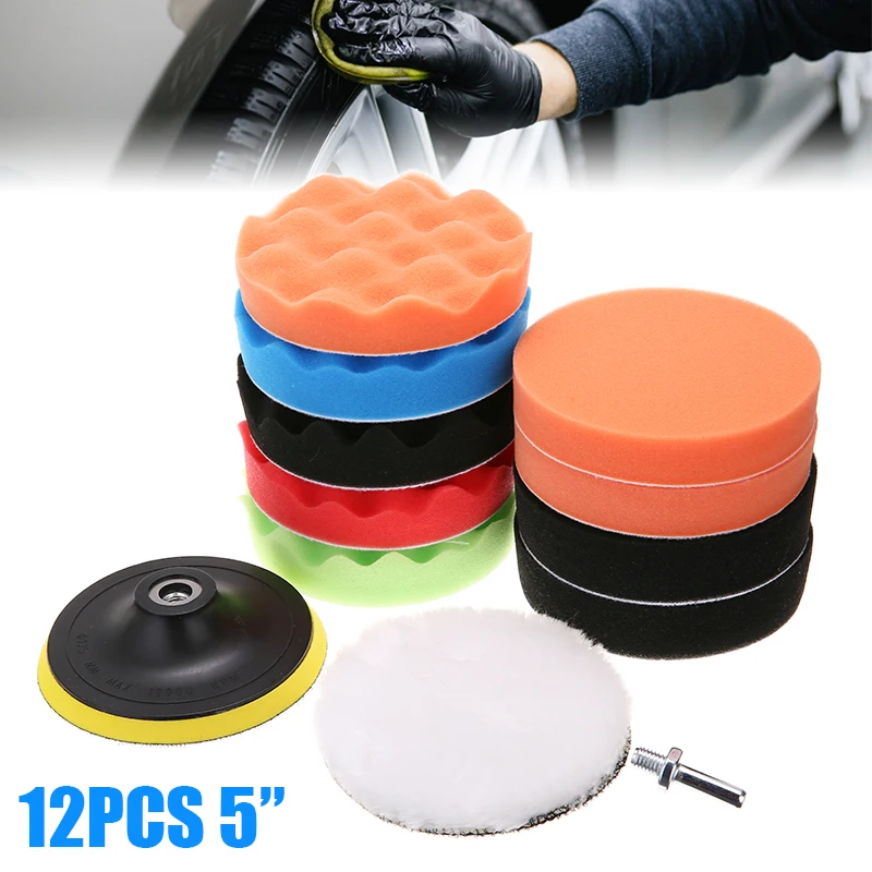 

12pcs 5 Inches M10 Car Polishing Waxing Sponge Wool Wheel Polishing Sealing Pad Disc Auto Cleaning Tool Accessories