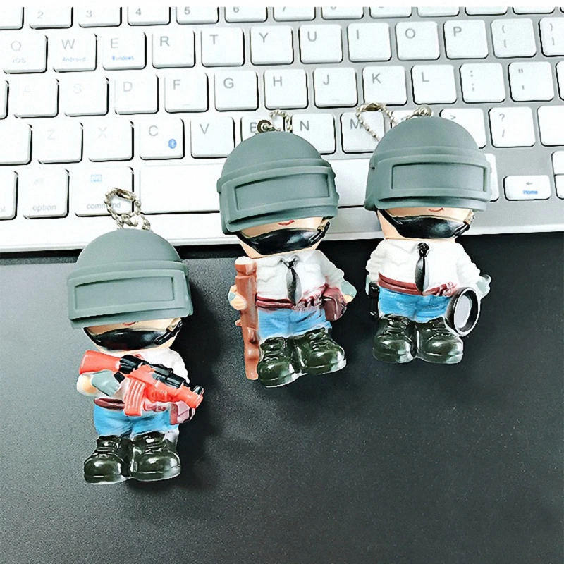 Мультяшная игра Pubg брелок уровень 3 Шлем ПВХ кукла кастрюля мужской пистолет