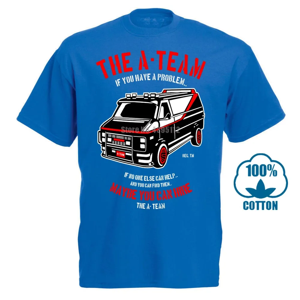 Синий A Team Auto Car футболка забавный фильм - Цвет: Синий