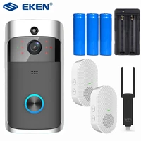black eken v5 smart wifi video doorbell cloud storage aiwit app with 3pcs battery new chime wireless home security camera