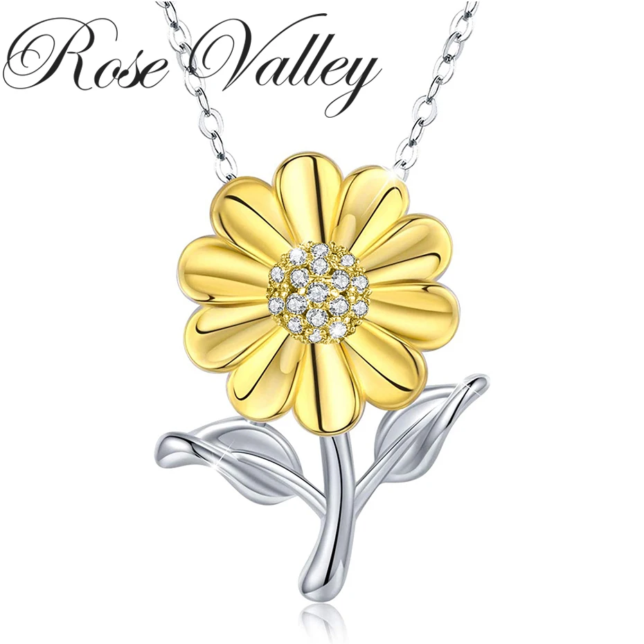 

Rose Valley Sunflower Pendant Necklace for Women CZ Pendants Fashion Jewelry Girls Gifts YN052