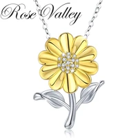 rose valley sunflower pendant necklace for women cz pendants fashion jewelry girls gifts yn052