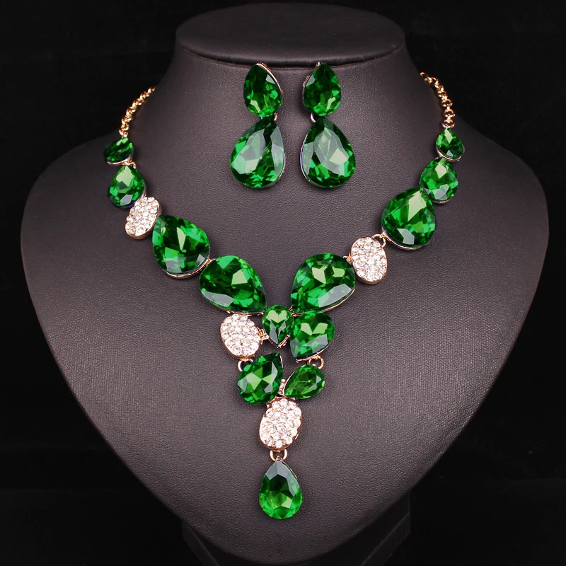 Роскошные свадебные комплекты ювелирных изделий с большим синим кристаллом