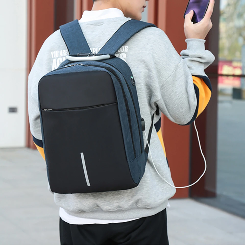 сумка мужская Модные рюкзак зарядка через usb Анти-кражи для путешествий