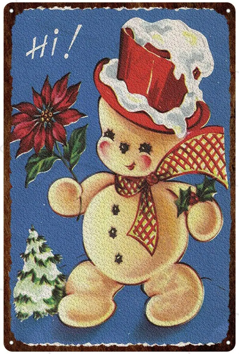 

Рождественский снеговик Винтажный стиль металлический знак железная живопись для дома и улицы Бар Кофе Кухня Настенный декор 8X12 дюймов