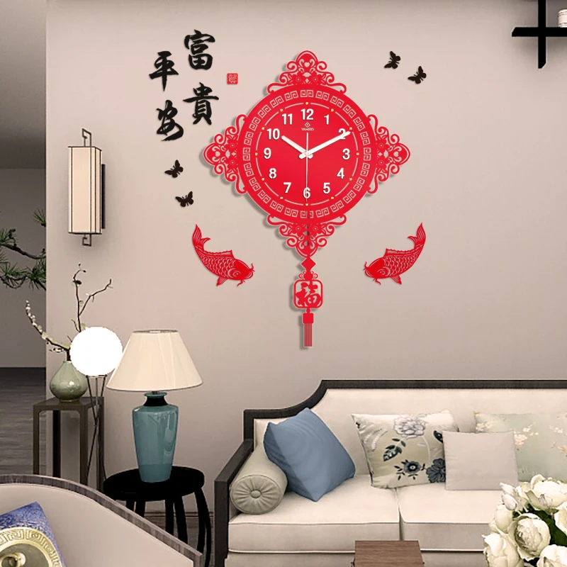 Китайский креативные настенные часы Светлый немой домашние акриловые для
