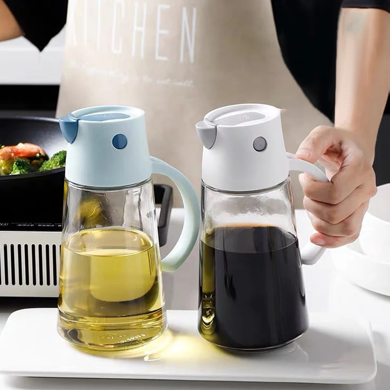 

Automatically Open Lid Oil Bottle Dispenser Creative Sauce Baking Glass Leak-Proof Storage Bottle Salad Kitchen Tool Accessorie