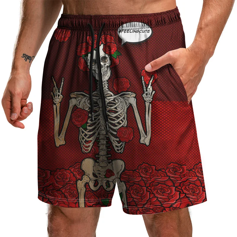 

2021 Men's Shorts Summer Fashion Style All-match Casual 3D Skull Pattern Breathable and Comfortable Men's Pants Elastic Shorts