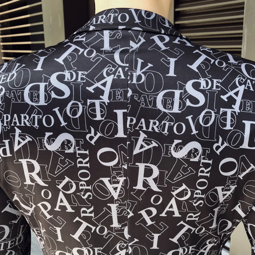 

Men Blazer 2019 Character Print Business Dress Plus Size 5XL Casual Slim Fit Suit Jacket Party Stage Mens Wedding Blazer Jacket