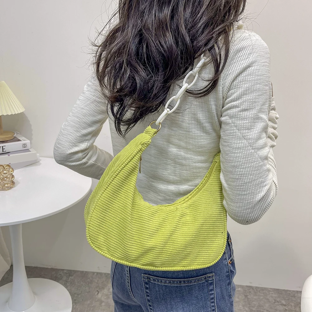 

Вельветовая Сумка Хобо на плечо для осени и зимы 2021, качественная женская однотонная сумка-хобо для подмышек, модные сумки-Хобо на цепочке