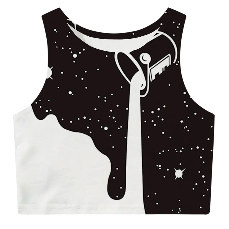 Горячая Распродажа принт 3d укороченный Топ для женщин без рукавов сексуальный