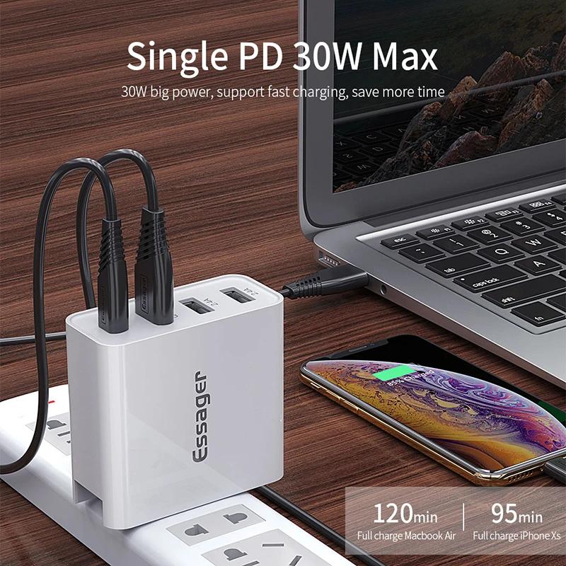 Essager 48 Вт мульти Быстрая зарядка 3 0 USB зарядное устройство PD Тип C QC3.0 QC турбо