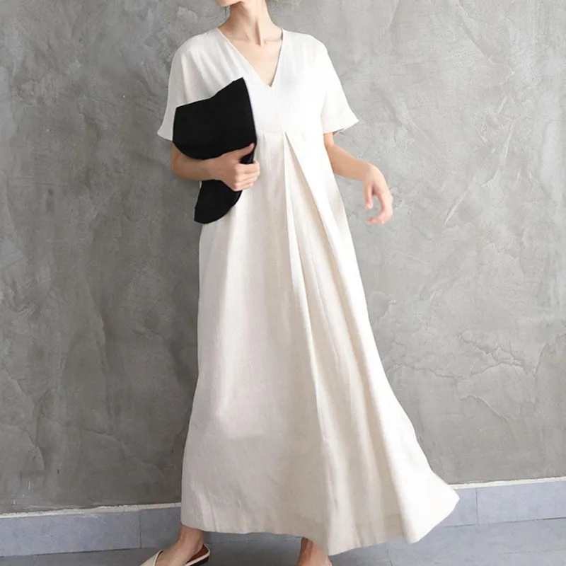 Платье LANMREM женское с рукавами летучая мышь Свободный пуловер V образным вырезом