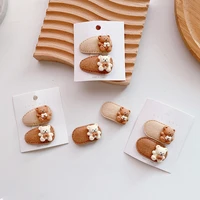 new cute little bear milk tea color girls hairpin autumn and winter milk coffee color mini girls popits hair accessories