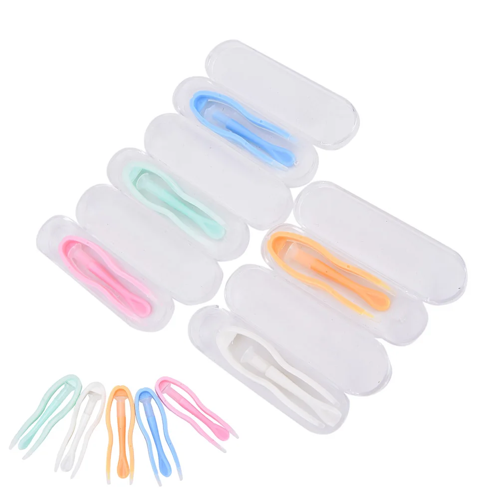

1 Set Silicone Color Contact Connected Practical Lenses Tweezers Clip Random