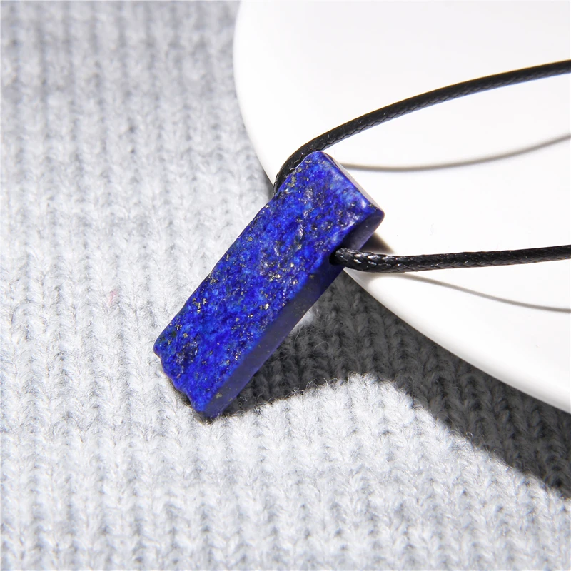 Natural Stone Pendant Necklace Raw Blue lapis lazuli Amazoni