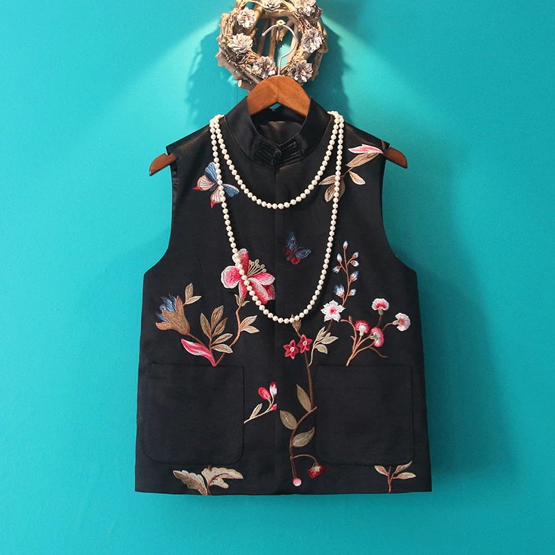 Китайский традиционный винтажный женский жилет с вышивкой | Тематическая одежда