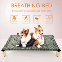 solid wood pet cushion trampoline bed dog sleeping ice pad dog kennel summer cool kennel large dog bed summer dog camping bed