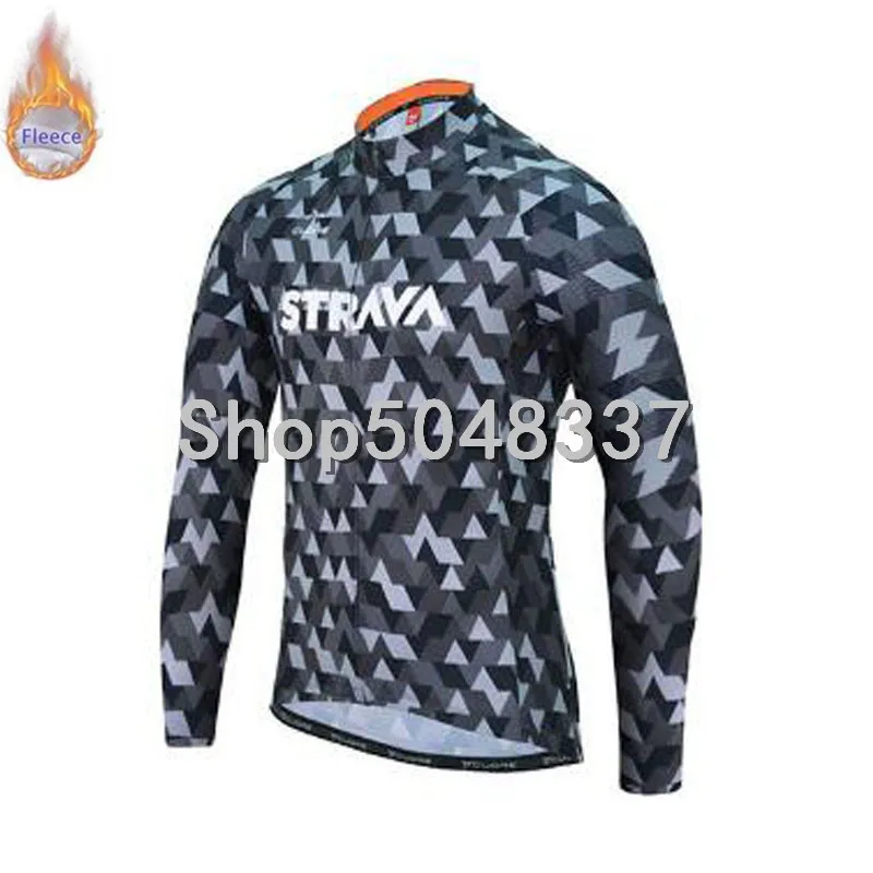 STRAVA для мужчин pro team велосипедная Одежда Зима Велоспорт Джерси термо флис с