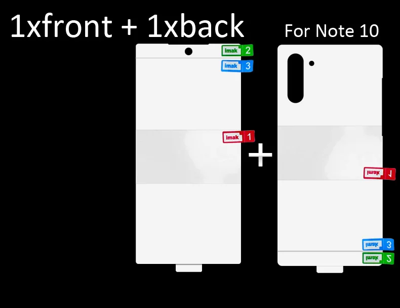 1xfront 1xback Imak гидрогель пленка для samsung Galaxy Note 10 плюс сзади спереди Экран защитный прозрачный Олеофобное - Цвет: 1xfront 1xback