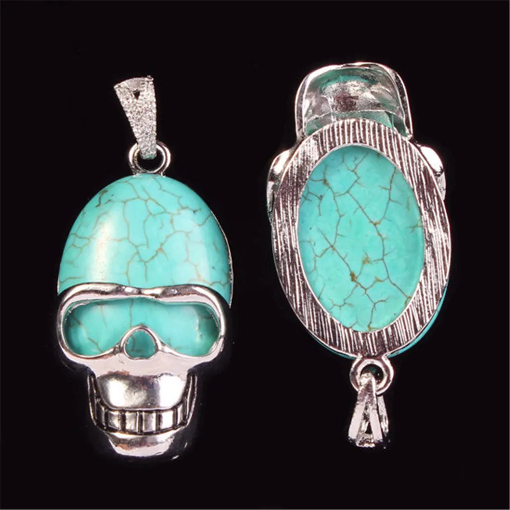 Новинка 6 шт. оптовая продажа из друзы череп натуральный камень ожерелье s кулон