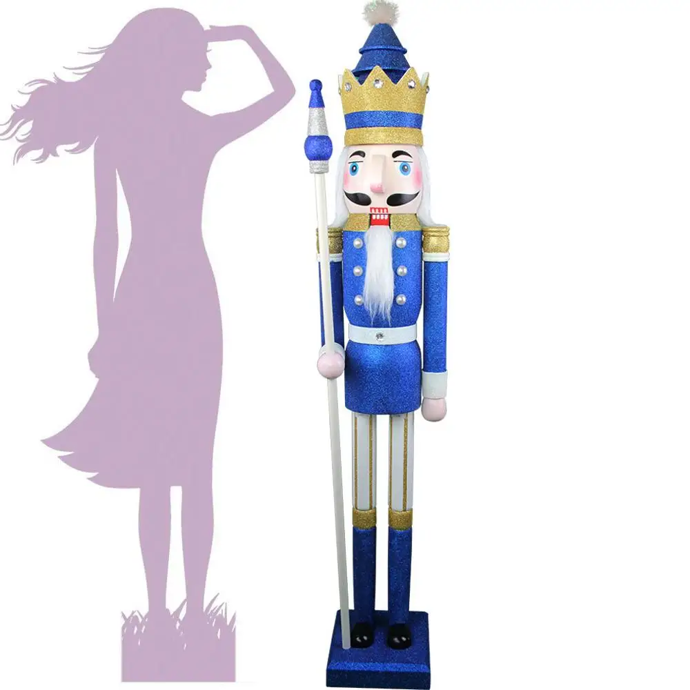 CDL 5feet/150cm/5ft/5foot Life sized large/Giant Blue Glitter  Christmas Wooden Nutcracker King & Soldier Ornament Doll K33