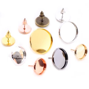 68101214161820 мм классические цвета Высокое качество нержавеющие железные серьги шпильки (с заглушкой уха) база, подходит 6-20 мм стеклянные кабошоны