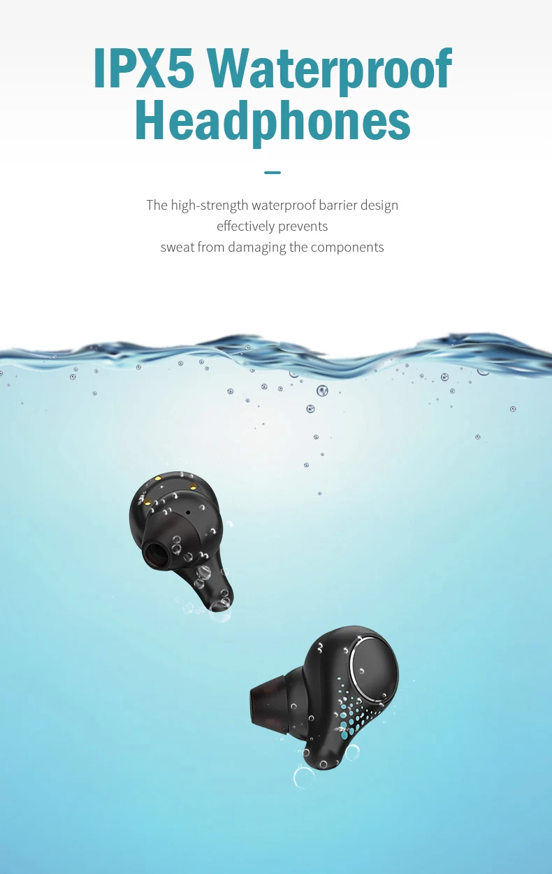 Беспроводные Bluetooth-наушники YZTEK с микрофоном спортивные водонепроницаемые