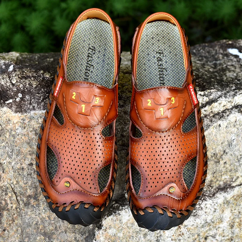 Новинка лета 2020 мужская обувь кожаная для улицы женская пляжная сандалии мужчин